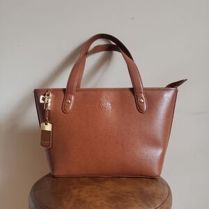 Lauren Brown Leather Mini Tote Bag